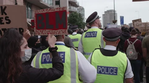 Black Lives Matter Protest (US Embassy, London) Stock Footage 136781593