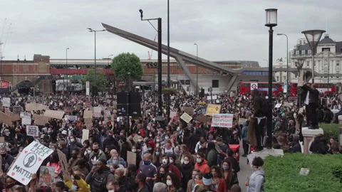 Black Lives Matter Protest (US Embassy, London) Stock Footage 136816361