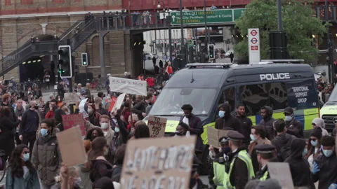 Black Lives Matter Protest (US Embassy, London) Stock Footage 136816660