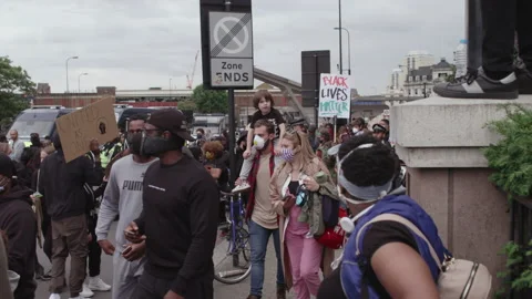 Black Lives Matter Protest (US Embassy, London) Stock Footage 136825623