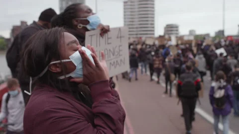 Black Lives Matter Protest (US Embassy, London) Video stock 136841006