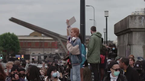 Black Lives Matter Protest (US Embassy, London) Stock Footage 136980879