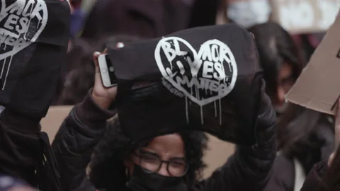 Black Lives Matter Protest (US Embassy, London) Stock Footage 137013258