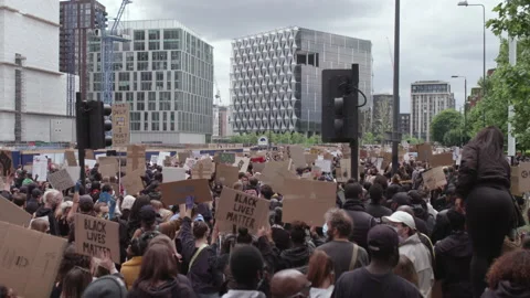 Black Lives Matter Protest (US Embassy, London) Stock Footage 137013514