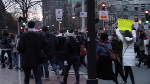 Black Lives Matter Protesters March Down the Street Chanting "I Can't Breathe!" Stock Footage 138531576