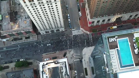 Black Lives Matter Protesting March in Downtown Baltimore USA, Top Down Stock Footage 131953898
