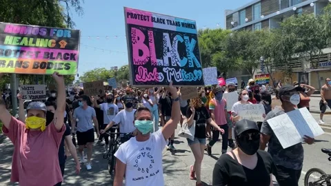 Black Lives Matter Protesting March in Los Angeles, California, USA. Stock Footage 132239833