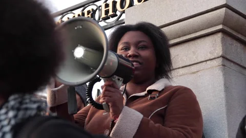 A Black Lives Matter Protestor Makes A Passionate Speech About The Police Force Stock Footage 146353850