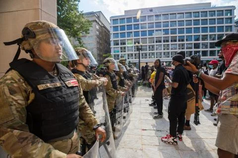 Black Lives Matter protests continue near the White House in Washington, DC,  Stock Photos