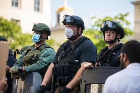 Black Lives Matter protests continue near the White House in Washington, DC,  Stock Photos