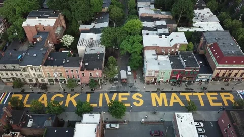 Black Lives Matter Street Mural in Albany, New York Stock Footage
