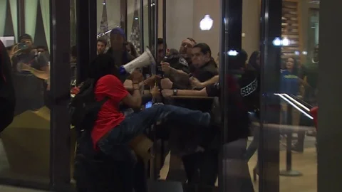 Black Lives Matters Protestor over Stephon Clark Cop Shooting Sacramento Stock Footage 88291135