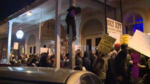 Black Lives Matters Protestor over Stephon Clark Cop Shooting Sacramento Stock Footage 88291197