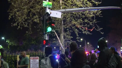 Black Lives Matters Protestor over Stephon Clark Cop Shooting Sacramento Stock Footage 88292001