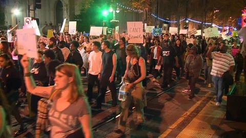 Black Lives Matters Protestor over Stephon Clark Cop Shooting Sacramento Stock Footage 88293704