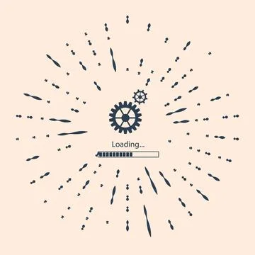 Black Loading and gear icon isolated on beige background. Progress bar icon Stock Illustration