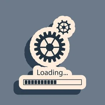 Black Loading and gear icon isolated on grey background. Progress bar icon Stock Illustration