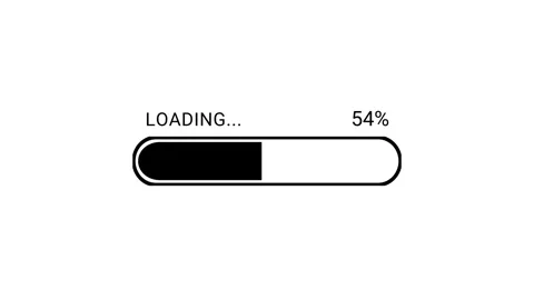 Black Loading Bar with 0 to 100 Percent Counter on White Background Stock Footage 341815561