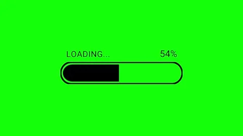 Black Loading Bar 0 to 100 Percent Animation with Loading Text on Green Screen Stock Footage 341815562