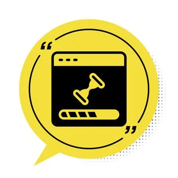 Black Loading a data window with a progress bar icon isolated on white Illustrazione stock