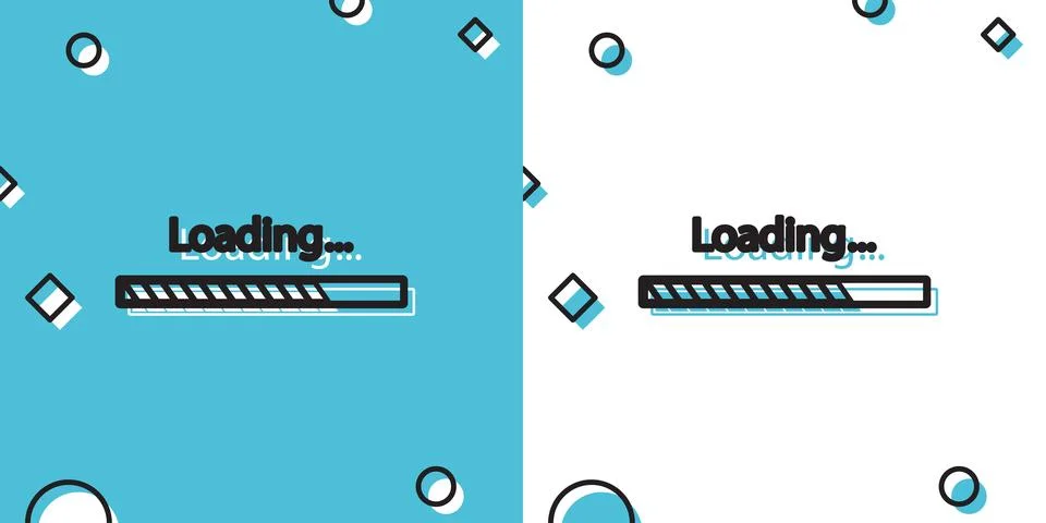 Black Loading icon isolated on blue and white background. Progress bar icon Stock Illustration