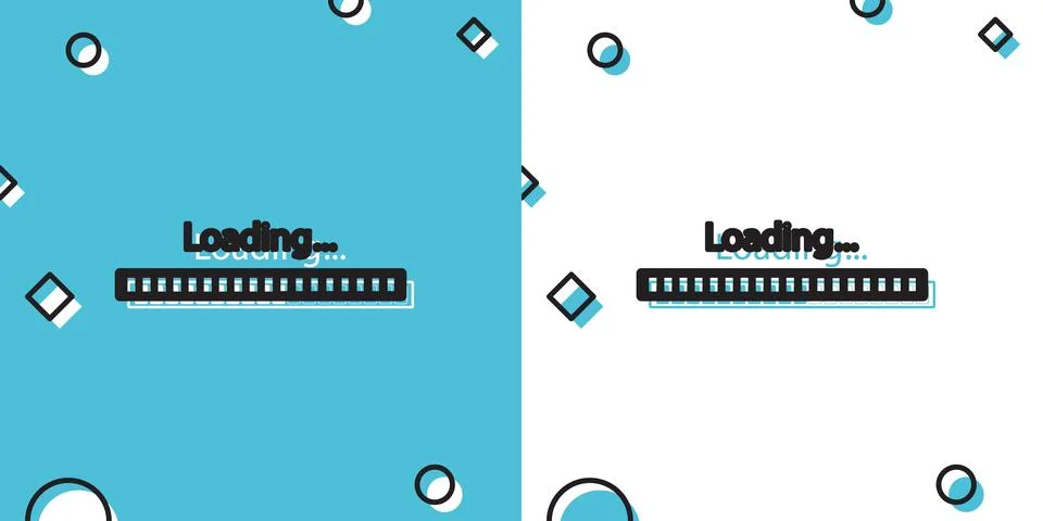 Black Loading icon isolated on blue and white background. Progress bar icon Stock Illustration