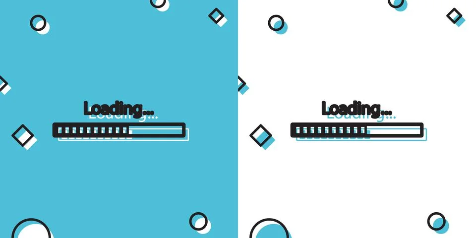 Black Loading icon isolated on blue and white background. Progress bar icon Stock Illustration