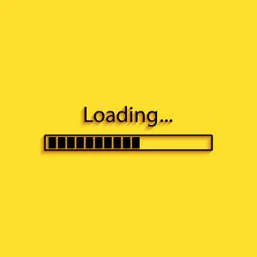 Black Loading icon isolated on yellow background. Progress bar icon. Long shadow Stock Illustration