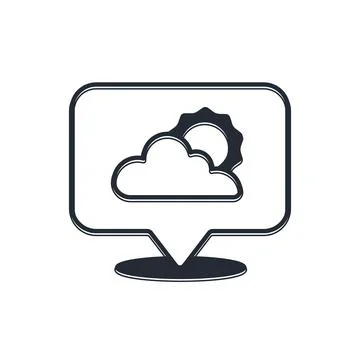 Black Location cloud icon isolated on white background.  Vector Stock Illustration