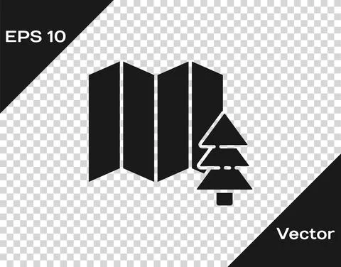 Black Location of the forest on a map icon isolated on transparent background Stock Illustration