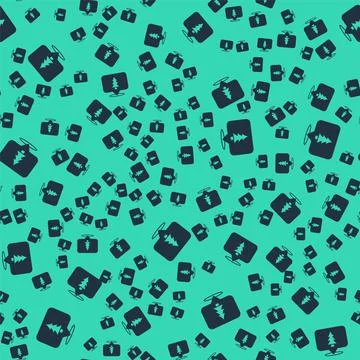 Black Location of the forest on a map icon isolated seamless pattern on green Stock Illustration