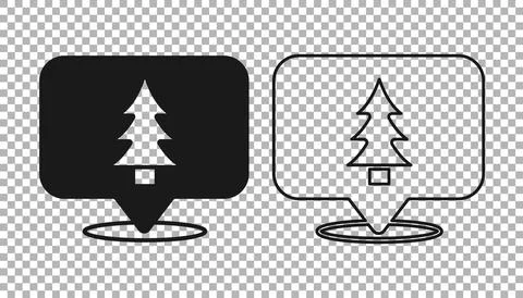 Black Location of the forest on a map icon isolated on transparent background Stock Illustration