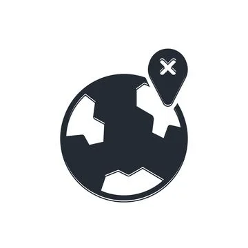 Black Location on the globe icon isolated on white background. World or Ear.. Stock Illustration