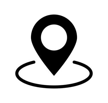 Black location pin icon with circle around it for map and navigation use Stockillustratie