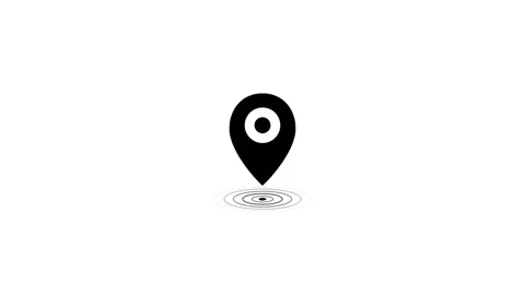 Black location pin icon with ripple effect on white background. 4K Stock Footage 340882857