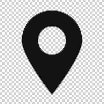 Black Location Pin Map Marker Icon on Transparent Background Stock Illustration