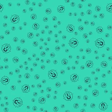 Black Lock icon isolated seamless pattern on green background. Padlock sign イラスト素材