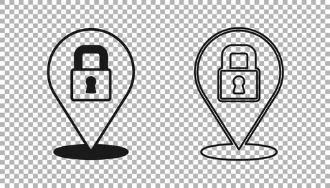 Black Lock icon isolated on transparent background. Padlock sign. Security, s Illustrazione stock