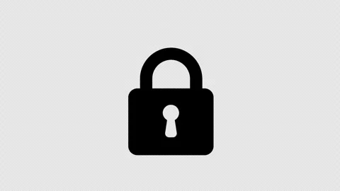Black lock icon opens and closes seamless alpha loop Stock Footage 332586385