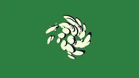 Black logo face circle cartoon character some dots koi fish isolated on green Видео 336955448