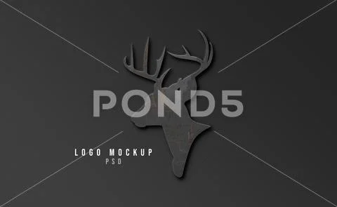 Black logo mockup with reflections on black background PSD Template