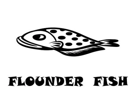 Black logo vector of a Flounder fish eps 10 Stock Illustration