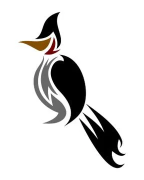 Black logo vector of a Red-whiskered bulbul bird eps 10 Stock Illustration