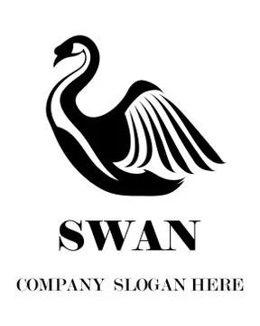 Black logo vector of swan eps 10 Illustrazione stock