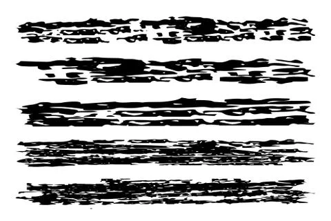 Black long brush strokes isolated on a white background. Set of grunge brush Stock Illustration