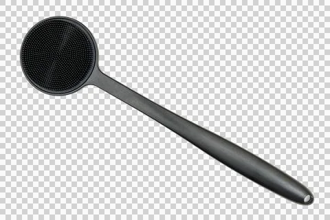 Black Long-Handle Bath Brush with Bristles, Isolated on Transparent PNG Stock Photos
