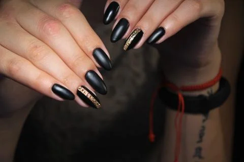 Black long nails Stock Photos