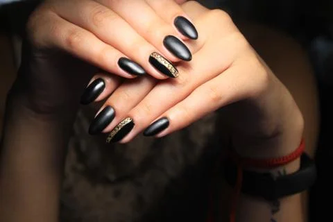 Black long nails Stock Photos