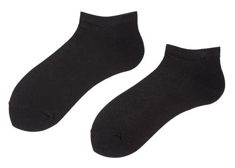 Black long socks is isolated on a white background. Without labels. Stock Photos