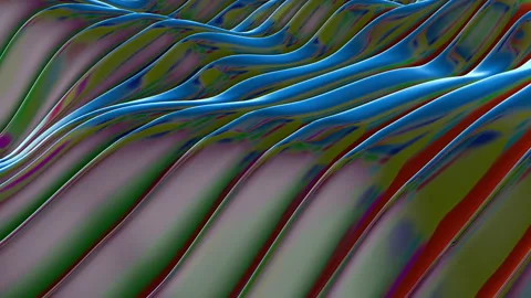 Black loop abstract animated background. striped deforming wave surface. 3d rend Stock Footage 139502539